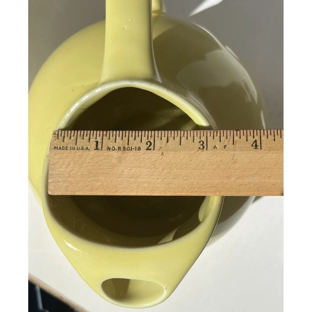 Ball Pitcher Hall China Yellow Ice Lip Mid Century 64 oz Ceramic Vintage Server